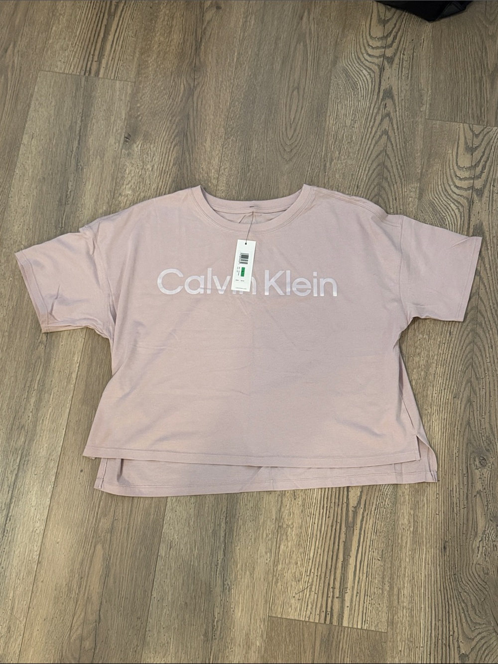 Calvin Klein Light Pink Cropped Shine Logo Tee